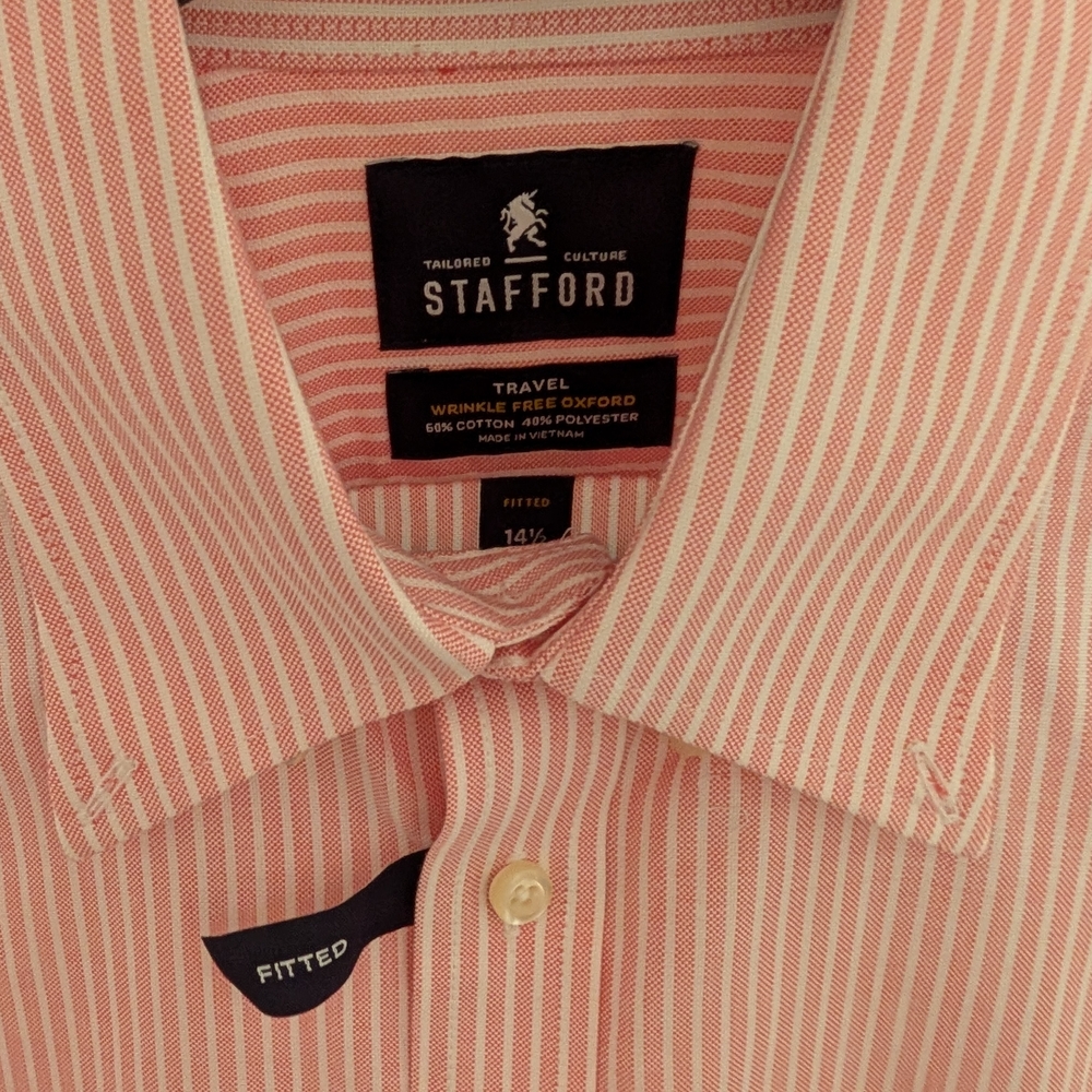 Stafford Men's Pink Striped Shirt